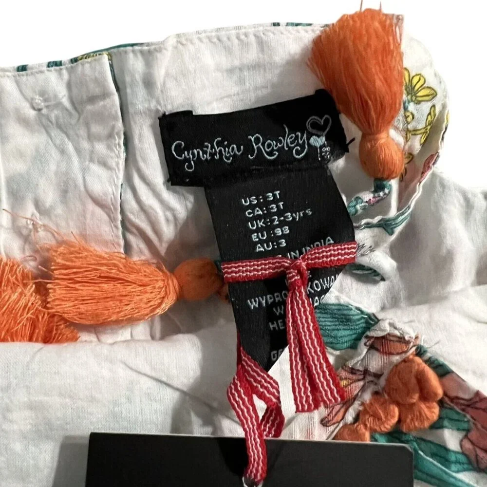 NEW Cynthia Rowley 3T Magnolia Floral & Tassels Dress